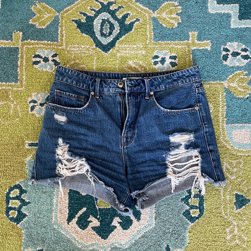 Good American high waisted jean shorts